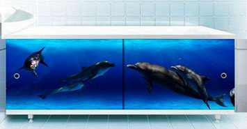 Раздвижной Фото-Экран под ванну<b> №63 - «Дельфины</b>» (2600руб.)